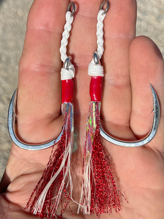 9/0 Assist Hooks – Red Flash Braided