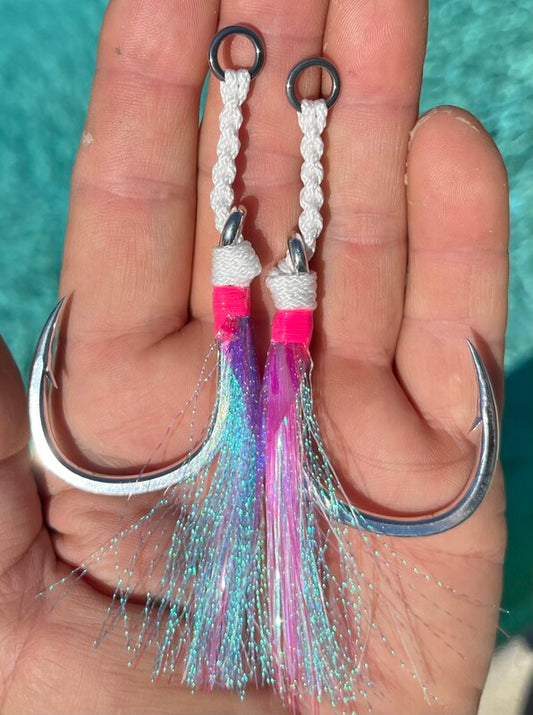 11/0 Assist Hooks – Pink Blue Flash