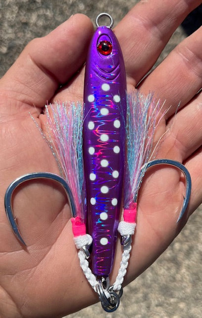 250 Gram Purple Polkadot Tungsten Bomb  With Glow Dots